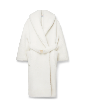 Off-White Faux Shearling Robe Coat