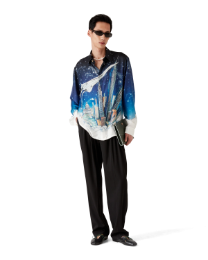 Vol De Nuit Long Sleeve Silk Shirt