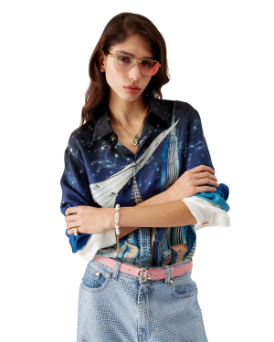 Vol De Nuit Long Sleeve Silk Shirt