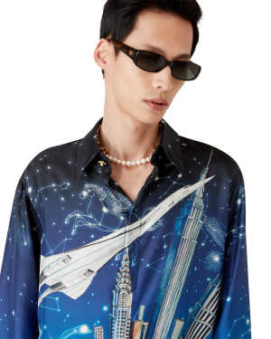 Vol De Nuit Long Sleeve Silk Shirt