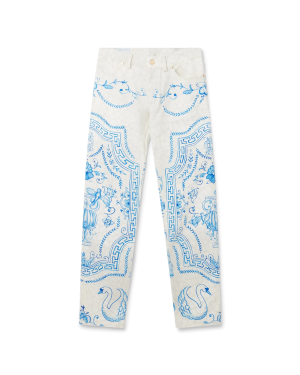 Plat A Dessert Blanc Denim Trousers