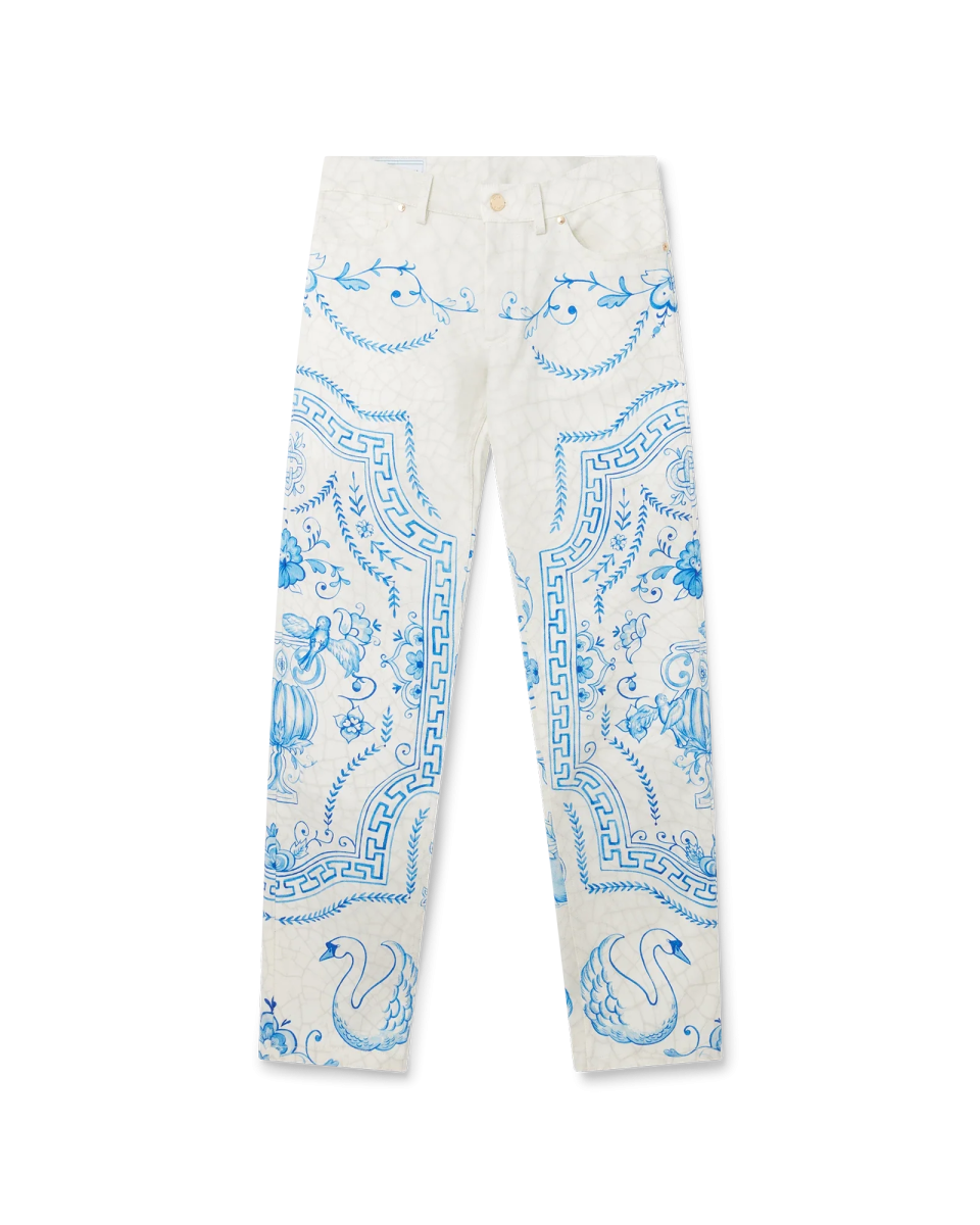 Plat A Dessert Blanc Denim Trousers