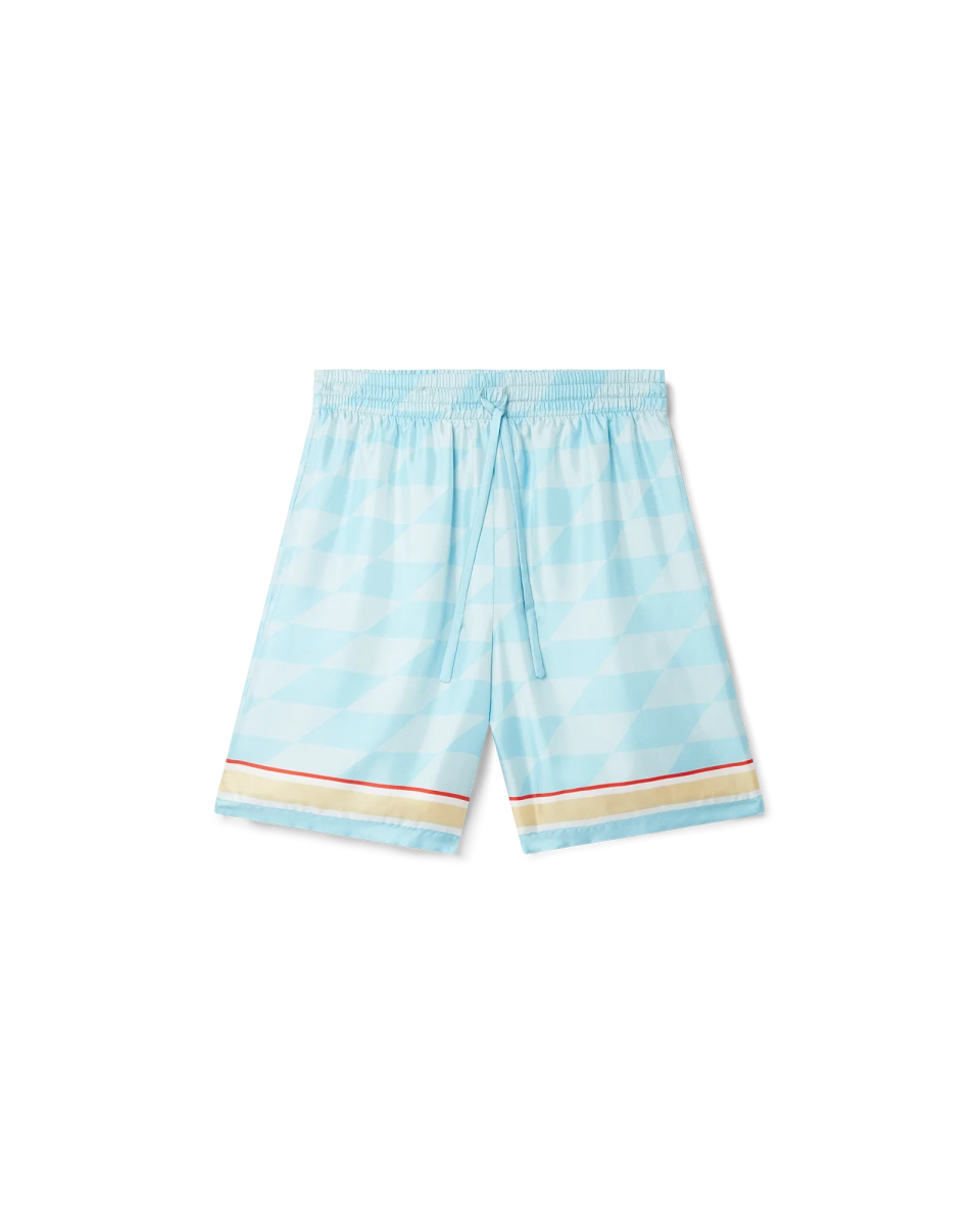 Damiers Et Cygne Bleu Silk Shorts