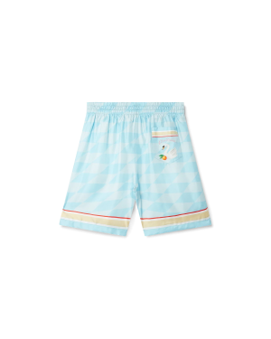 Damiers Et Cygne Bleu Silk Shorts