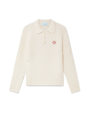 Column Knit Polo Shirt