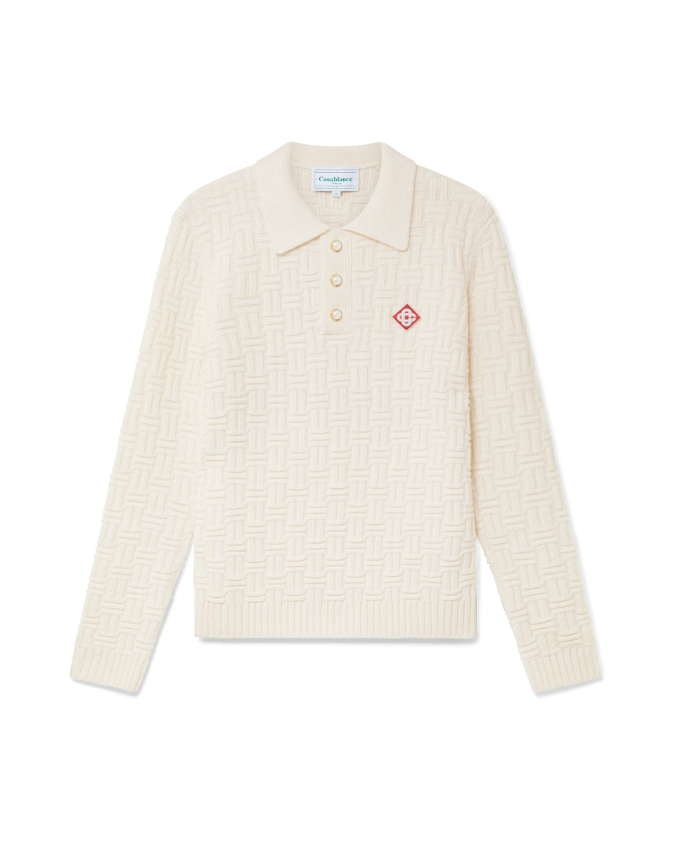 Column Knit Polo Shirt