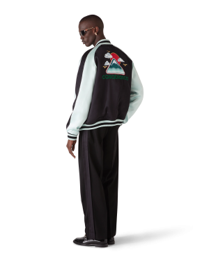 Embroidered Satin Bomber Jacket