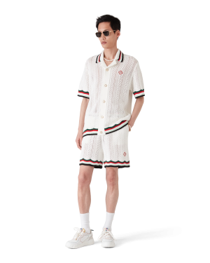 Cotton Montagne Ondulee Short Sleeve Crochet Shirt