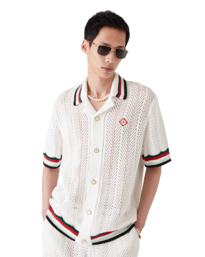 Cotton Montagne Ondulee Short Sleeve Crochet Shirt