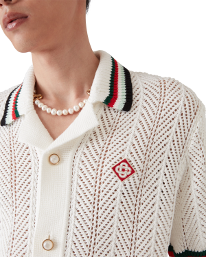 Cotton Montagne Ondulee Short Sleeve Crochet Shirt