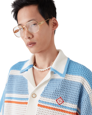 Cotton Tennis Short Sleeve Crochet Shirt