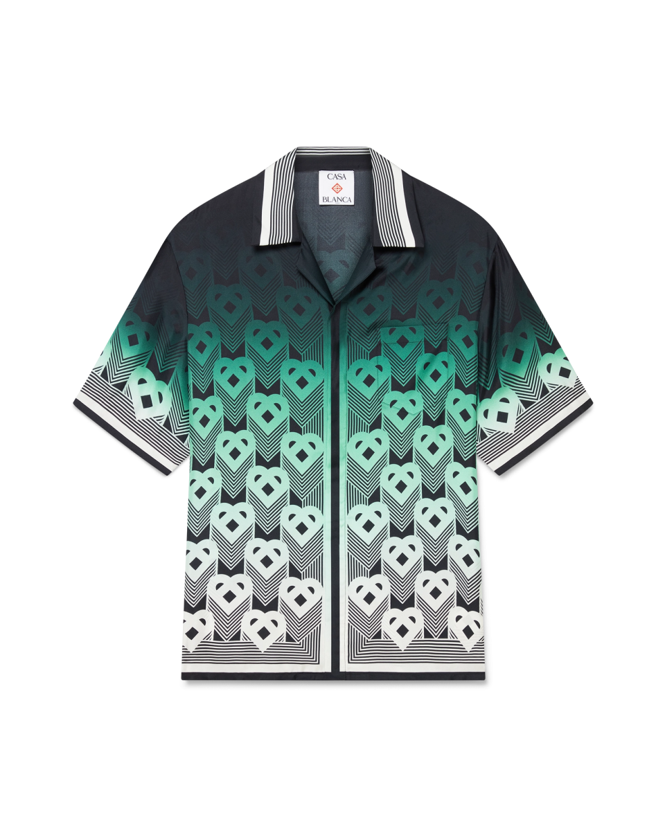 Gradient Monogram Short Sleeve Silk Shirt