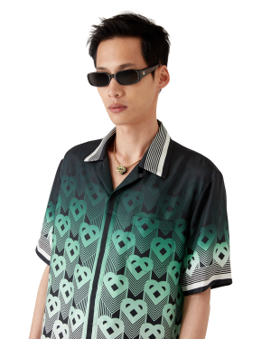Gradient Monogram Short Sleeve Silk Shirt