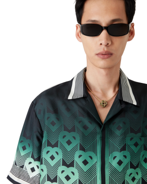 Gradient Monogram Short Sleeve Silk Shirt