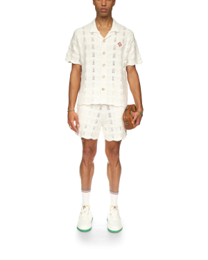 Wavy Short Sleeve Crochet Shirt