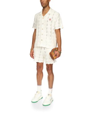 Wavy Short Sleeve Crochet Shirt