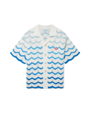Wavy Gradient Short Sleeve Crochet Shirt