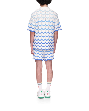 Wavy Gradient Short Sleeve Crochet Shirt