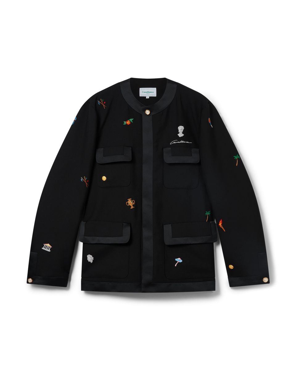Embroidered Motif Wool Tailored Jacket
