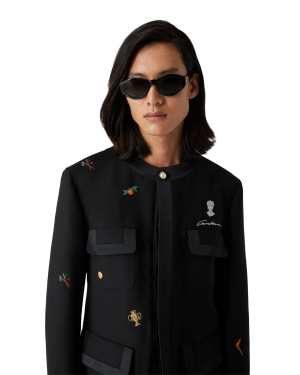 Embroidered Motif Wool Tailored Jacket