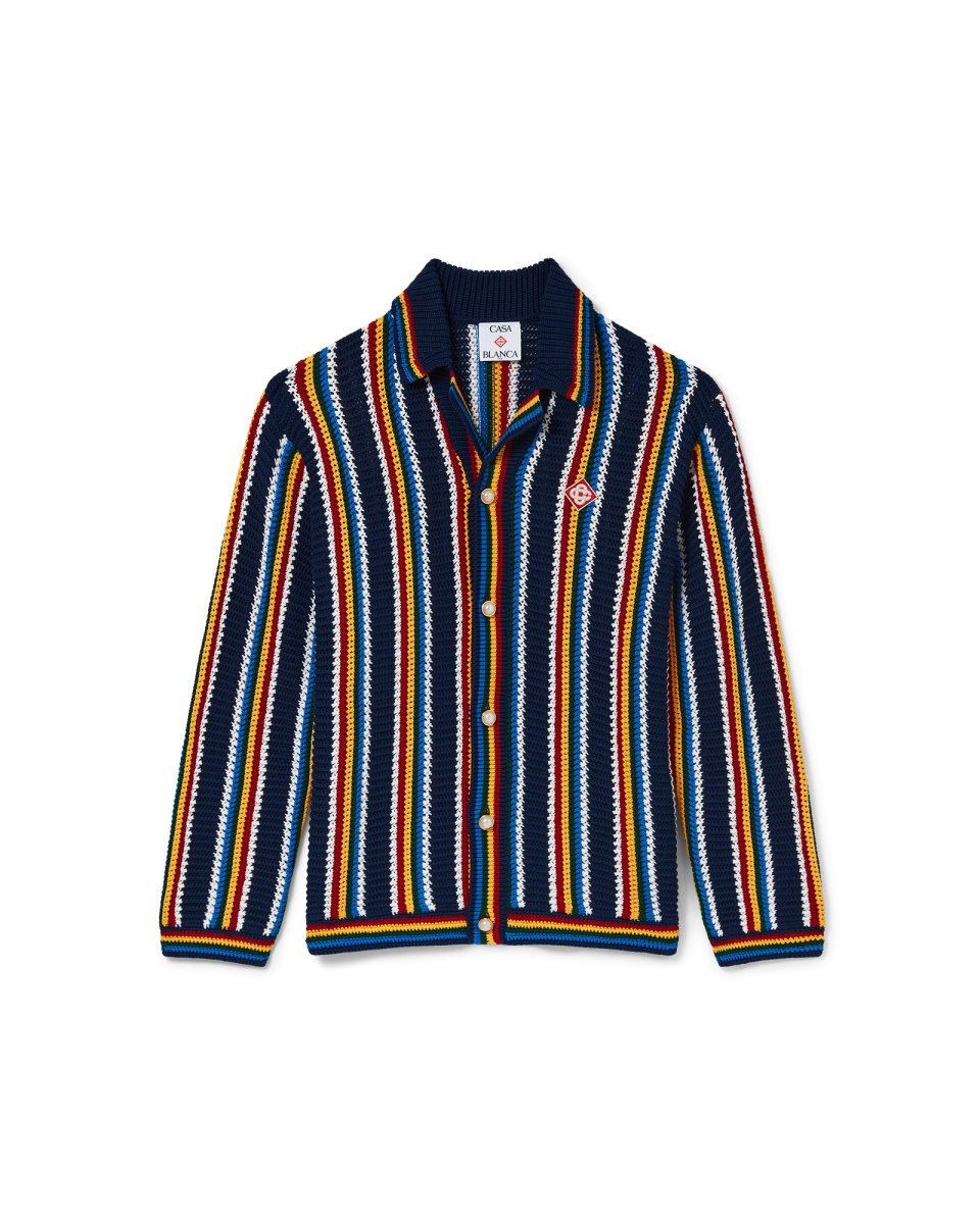 Crochet Long Sleeve Stripe Shirt