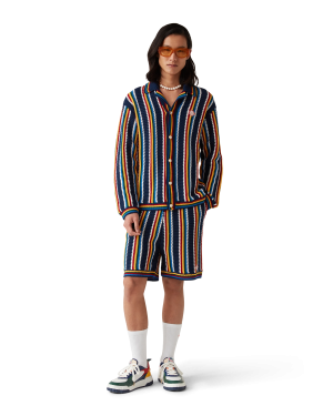 Crochet Long Sleeve Stripe Shirt