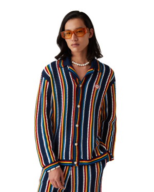 Crochet Long Sleeve Stripe Shirt