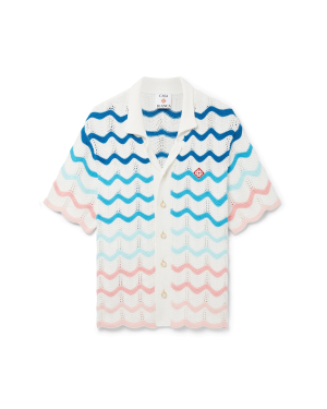 Gradient Wave Short Sleeve Crochet Shirt