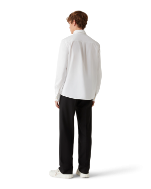 Pearl Diamond Long Sleeve Patch Cotton Shirt