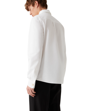 Pearl Diamond Long Sleeve Patch Cotton Shirt