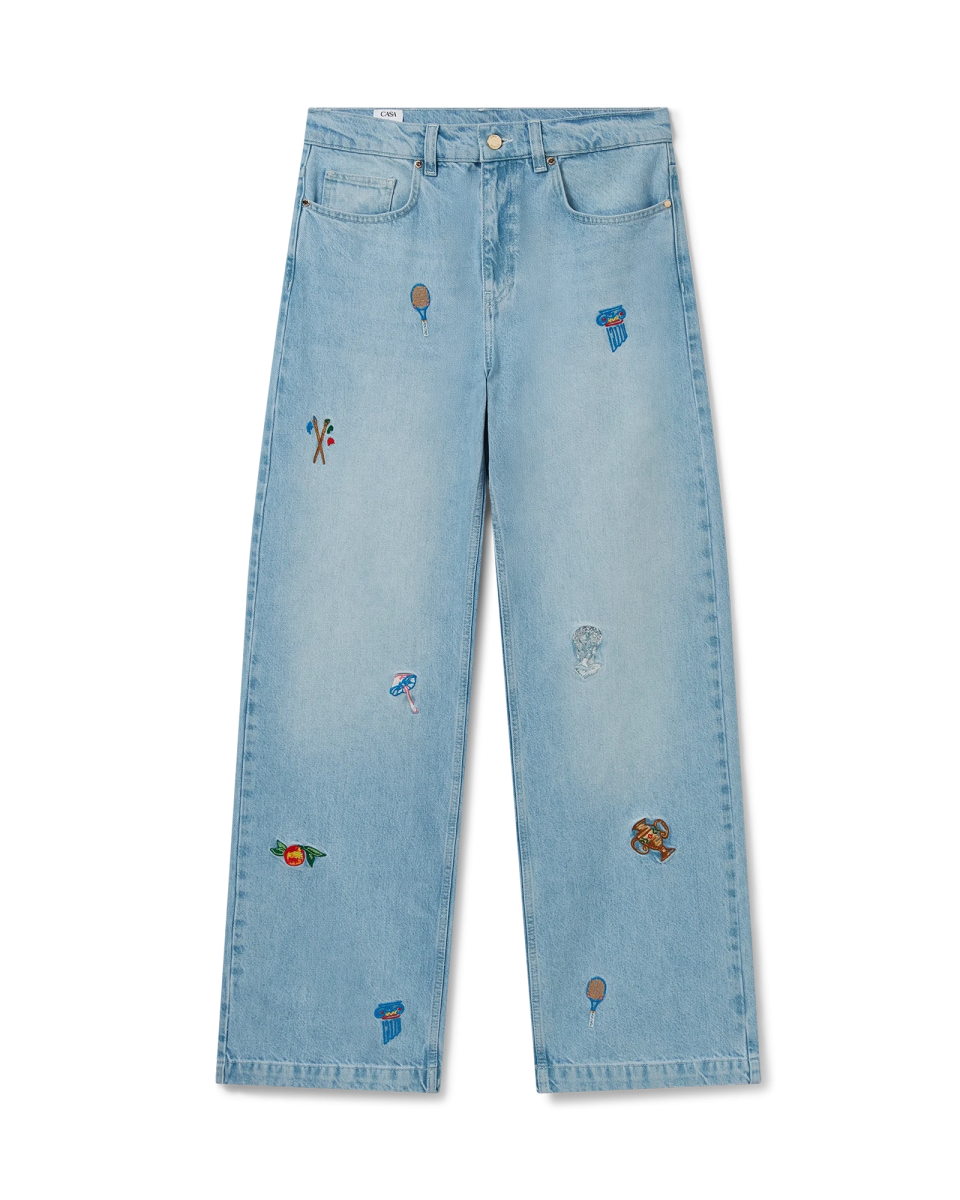 Embroidered Motif Jeans