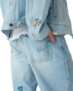 Embroidered Motif Jeans