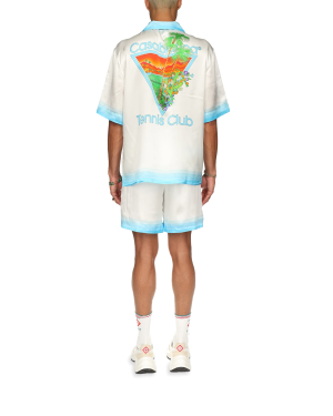 Palm Springs Icon Blue Cuban Collar Short Sleeve Silk Shirt