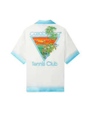 Palm Springs Icon Blue Cuban Collar Short Sleeve Silk Shirt