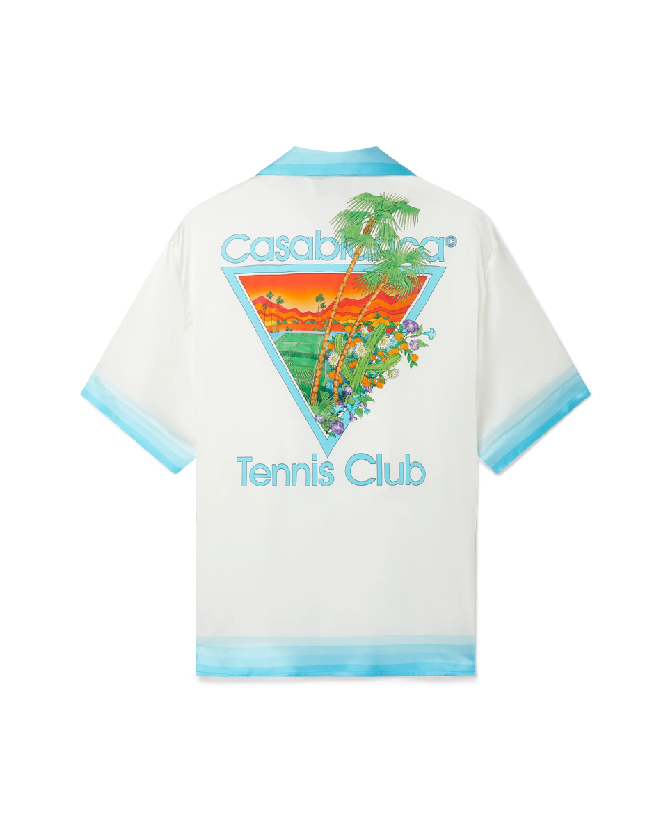 Palm Springs Icon Blue Cuban Collar Short Sleeve Silk Shirt