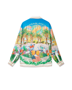 Psychadelic Cuban Collar Long Sleeve Silk Shirt