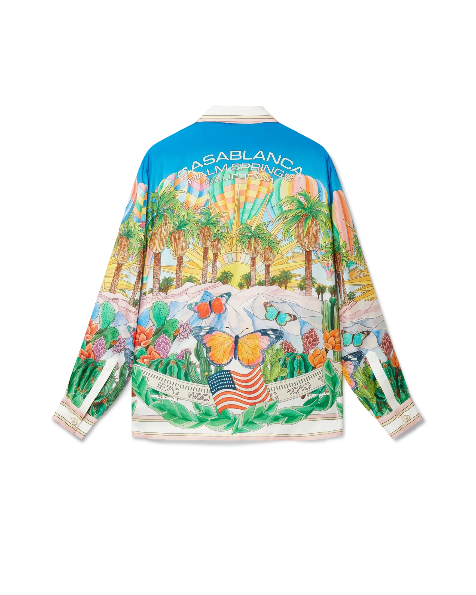 Psychadelic Cuban Collar Long Sleeve Silk Shirt