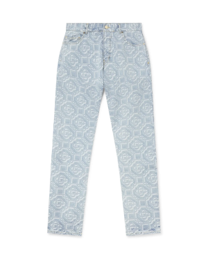 Denim Bleached Monogram Trousers