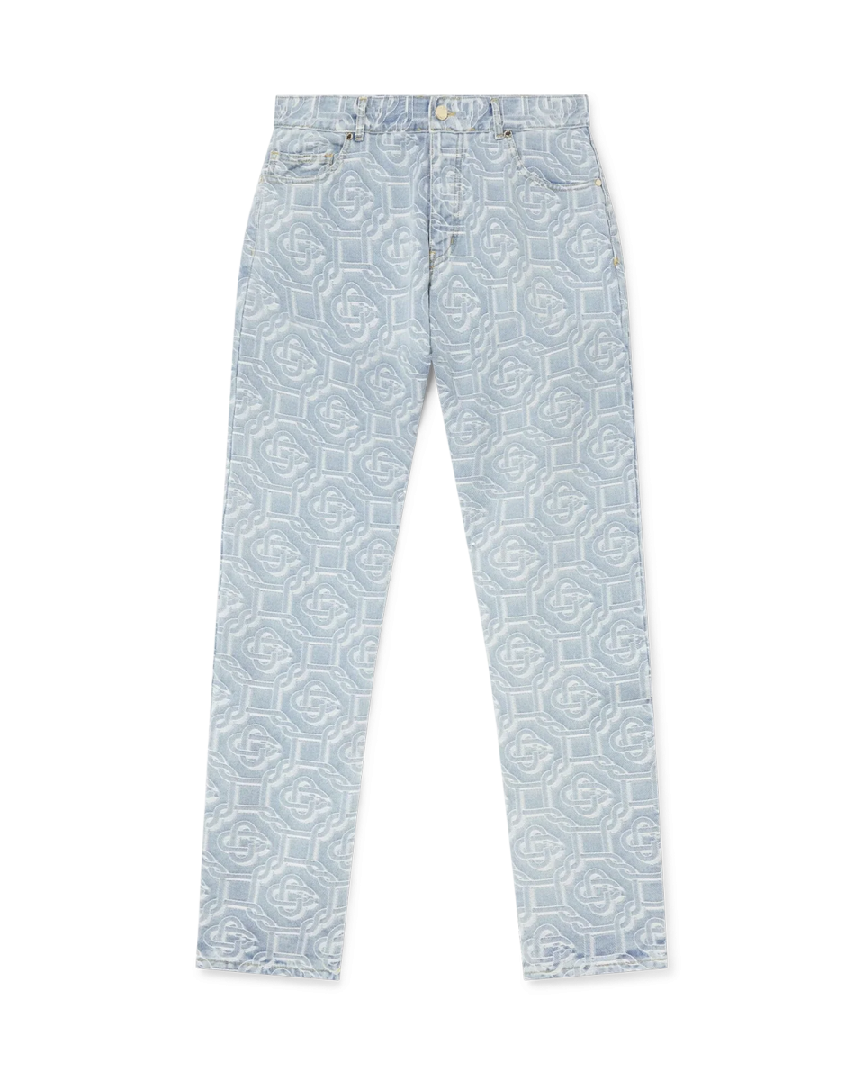 Denim Bleached Monogram Trousers