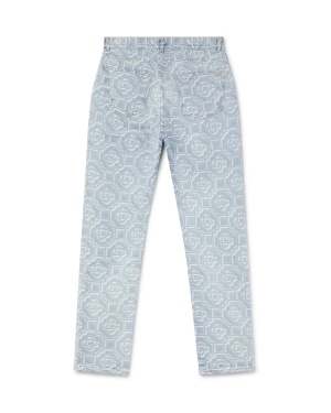 Denim Bleached Monogram Trousers