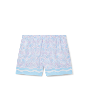 Blue Ping Pong Monogram Swim Trunks