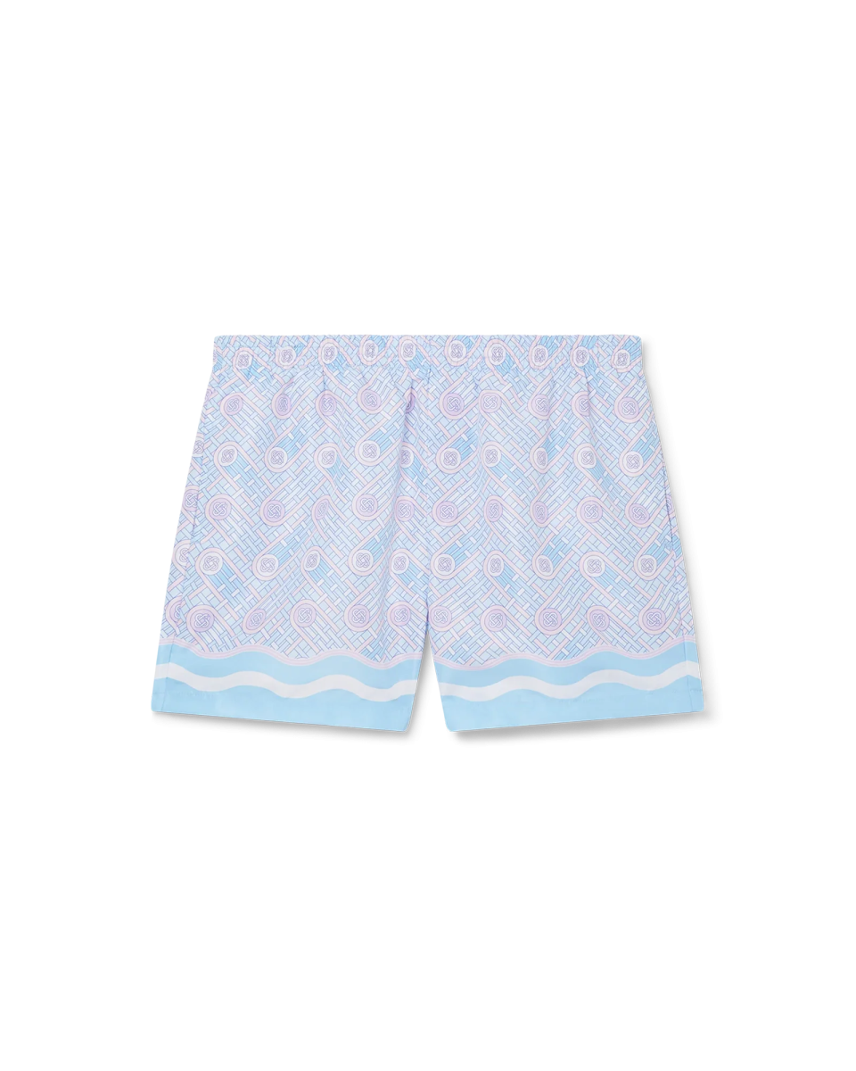 Blue Ping Pong Monogram Swim Trunks