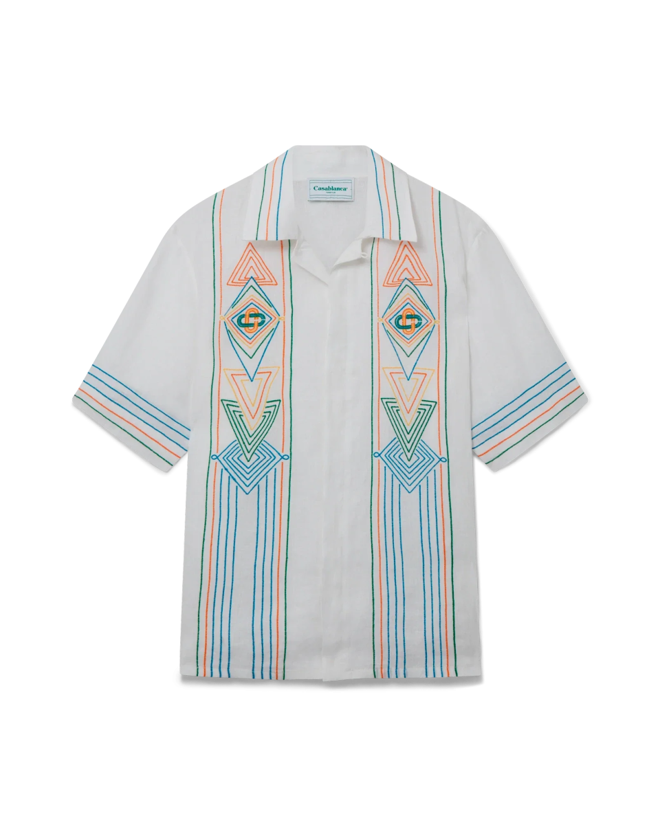 Le Fil De La Musique Short Sleeve Linen Shirt