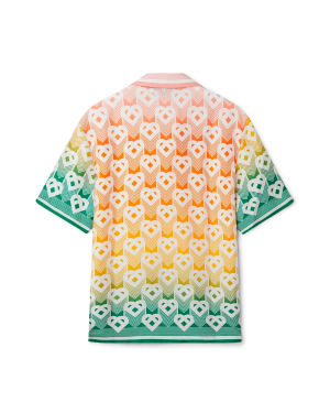 Gradient Heart Monogram Short Sleeve Silk Shirt