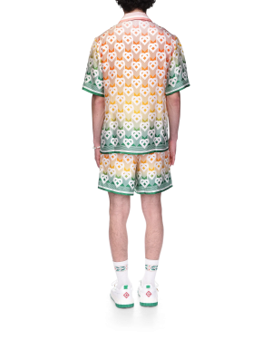 Gradient Heart Monogram Short Sleeve Silk Shirt