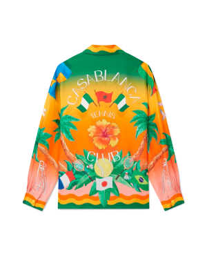 Tennis Club En Fleur Long Sleeve Silk Shirt