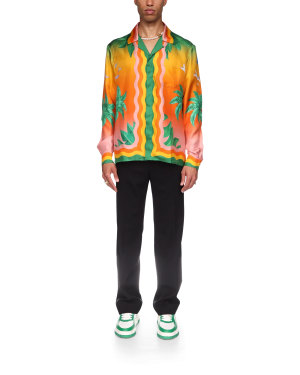 Tennis Club En Fleur Long Sleeve Silk Shirt