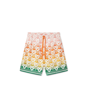 Gradient Heart Monogram Silk Shorts