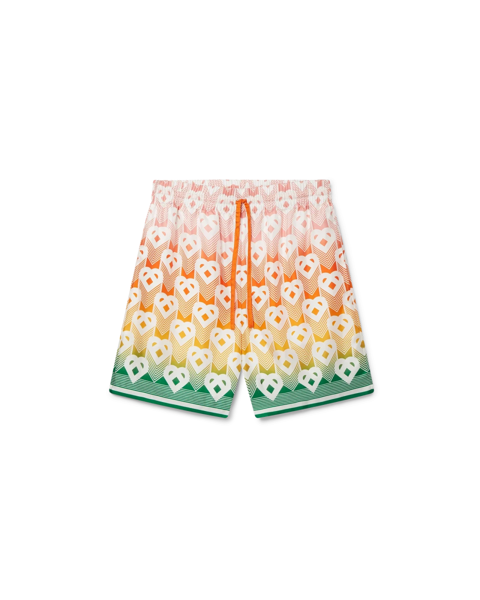 Gradient Heart Monogram Silk Shorts