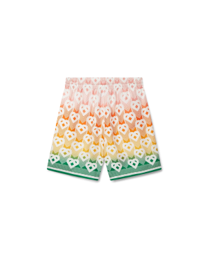 Gradient Heart Monogram Silk Shorts